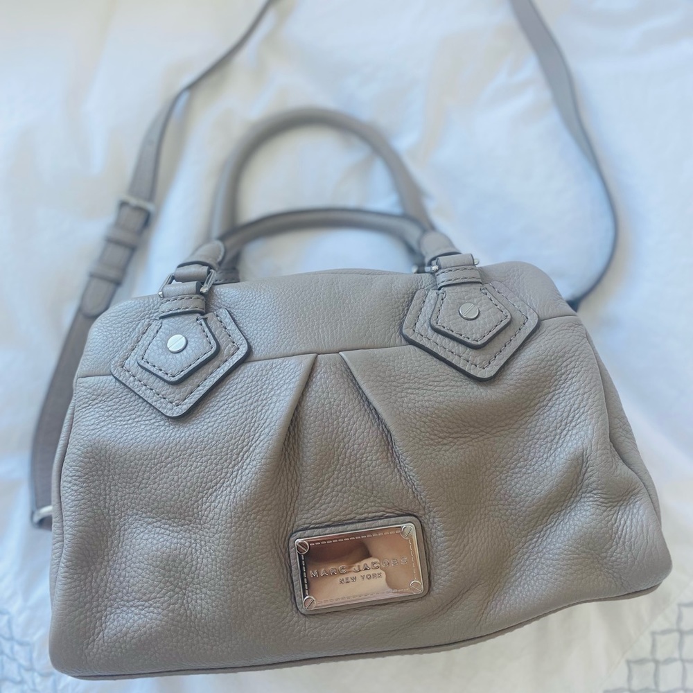 Like New Marc Jacobs Cement Gray Satchel with Crossbody Strap